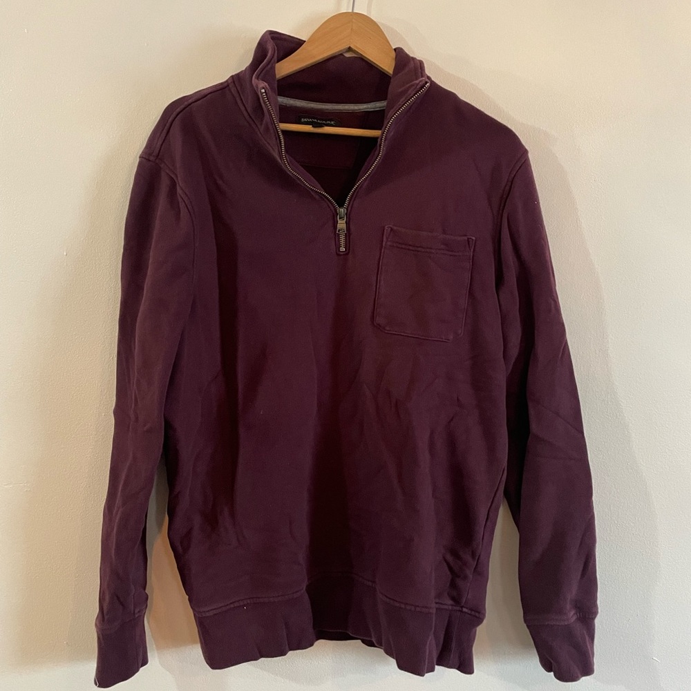 Banana Republic Maroon Quarter Zip | Men’s Size L | Classic Casual Sweater
